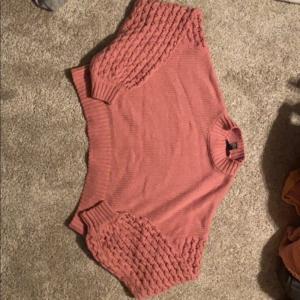 Pink long sleeve cropped sweater